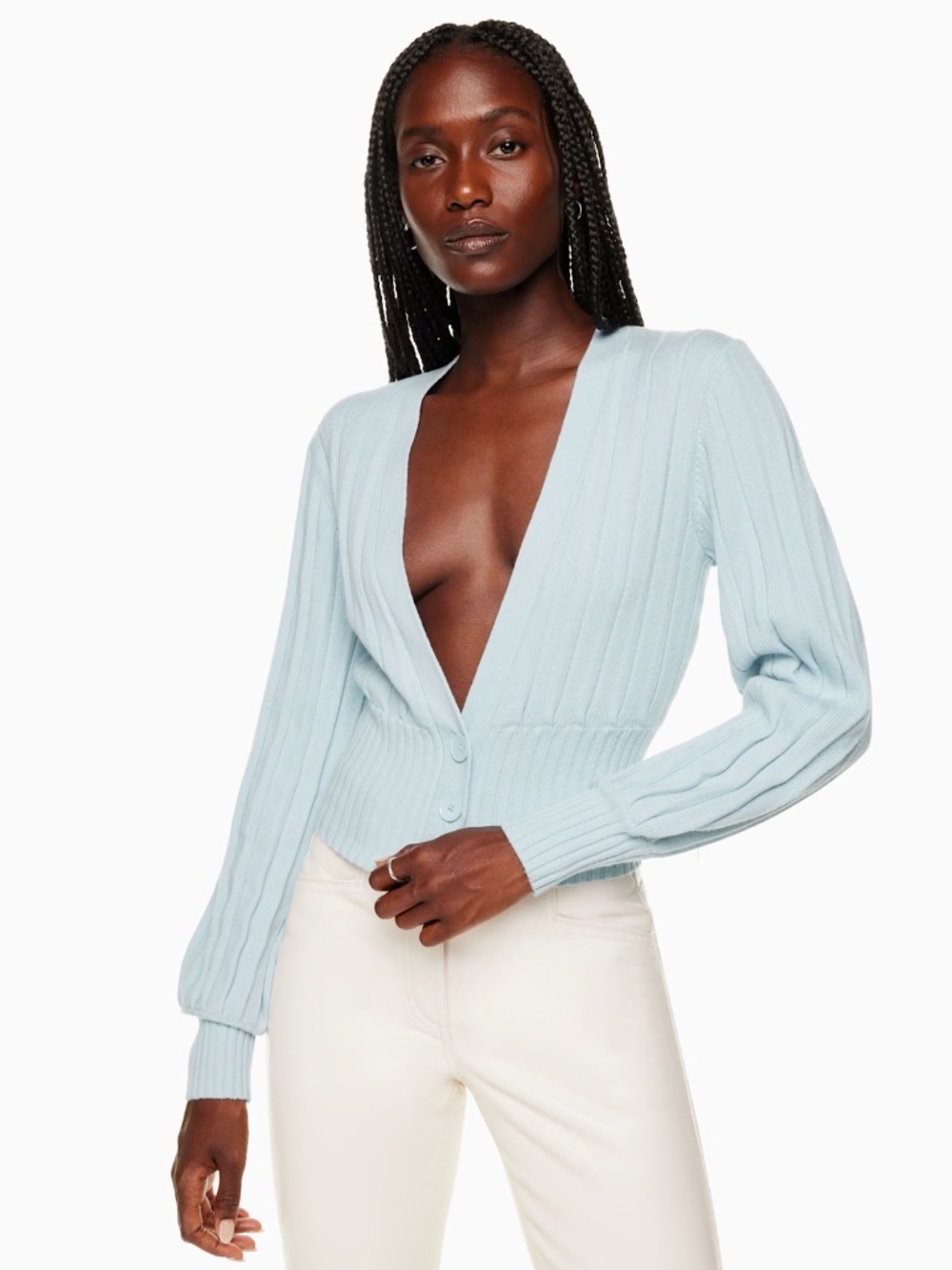 Aritzia Plunge Front Cardigan Size XS in Light Blue